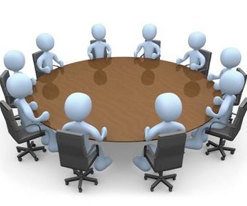 3d people in a round table having a meeting.